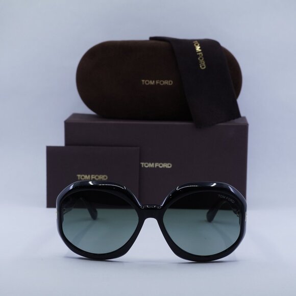 Tom Ford Georgia-02 FT1011 01B Round Sunglasses - Black/Smoke Gradient main image 6